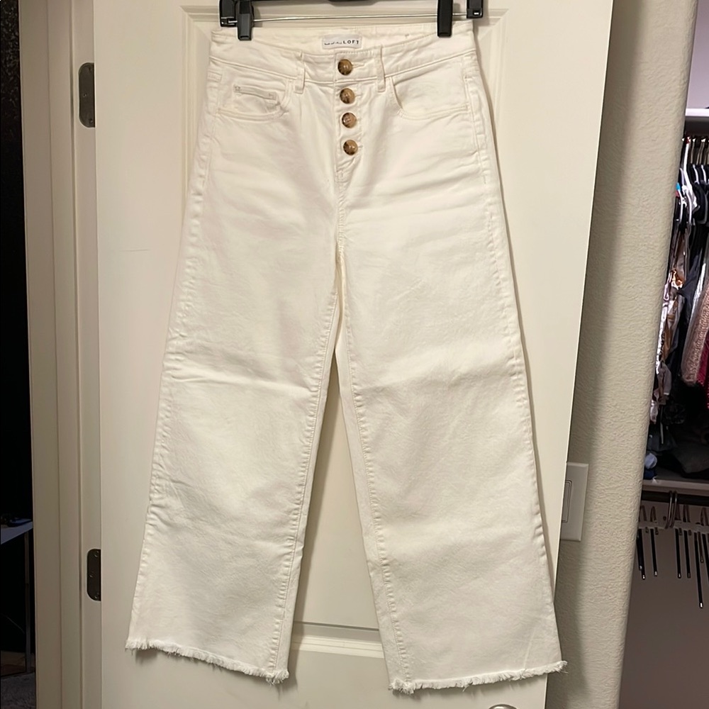 LOFT White Flare Wide Leg Jeans High-Waisted